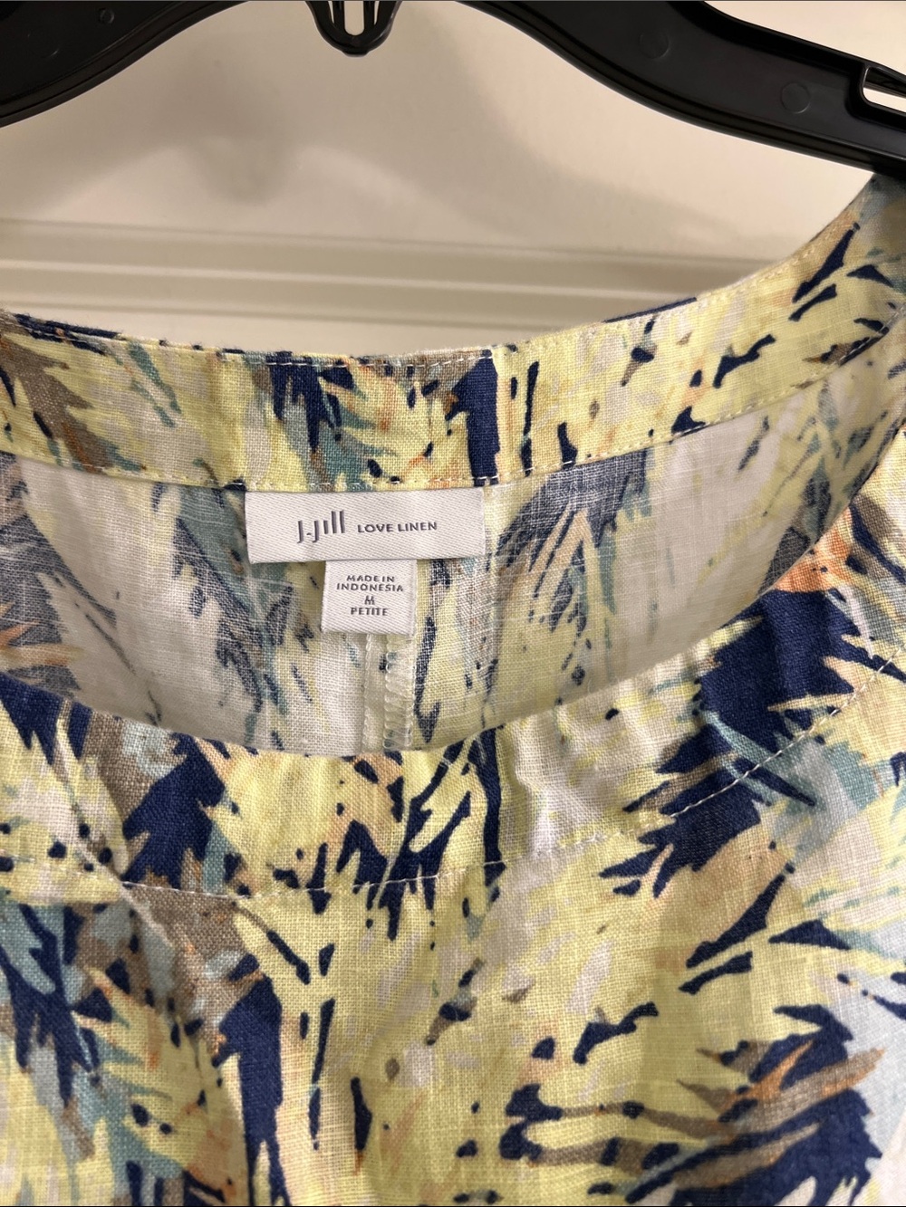 J. Jill Yellow, Navy & White Leaf-Print Maxi Dress - Picture 2 of 7